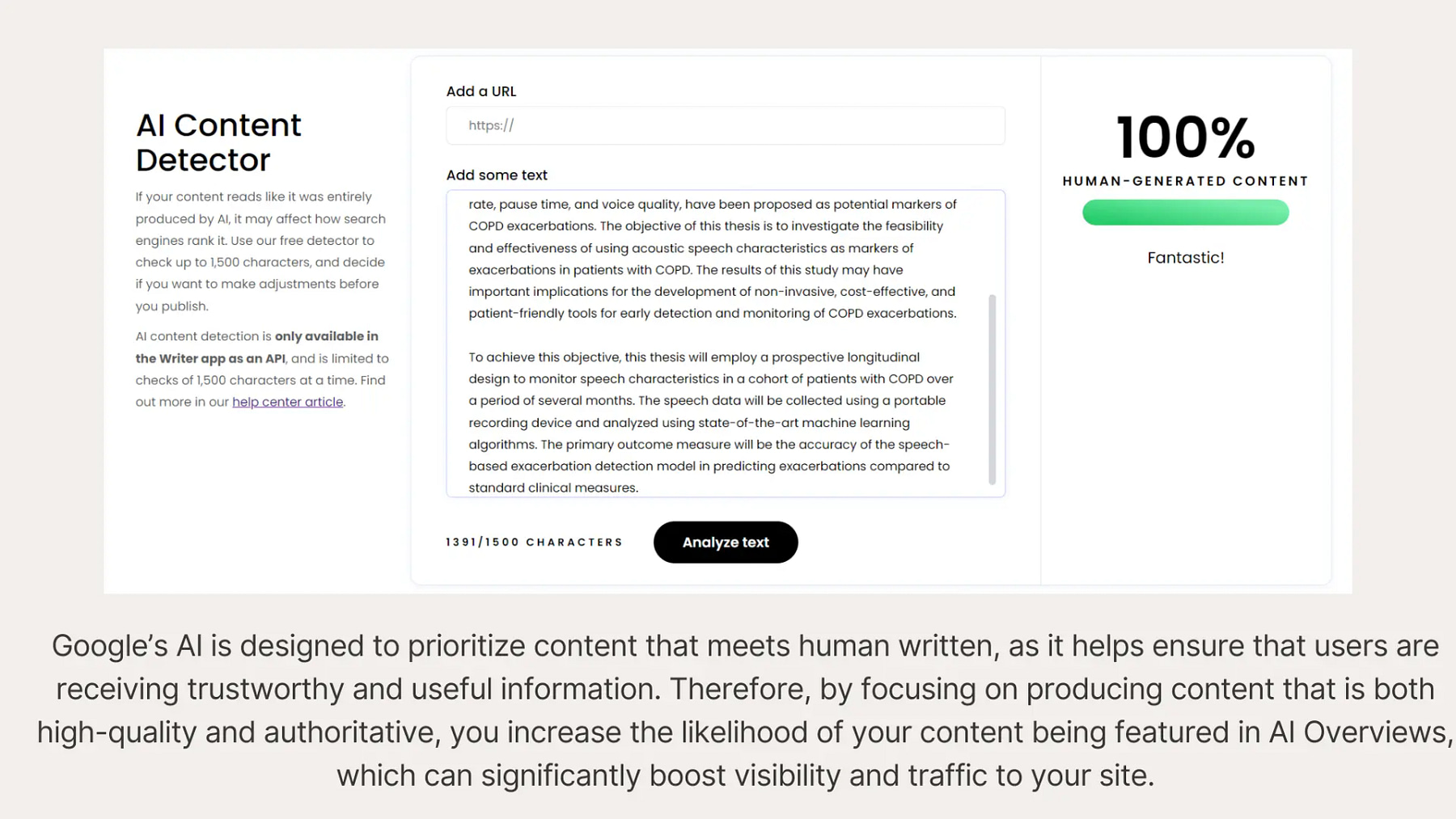 Google AI human written content